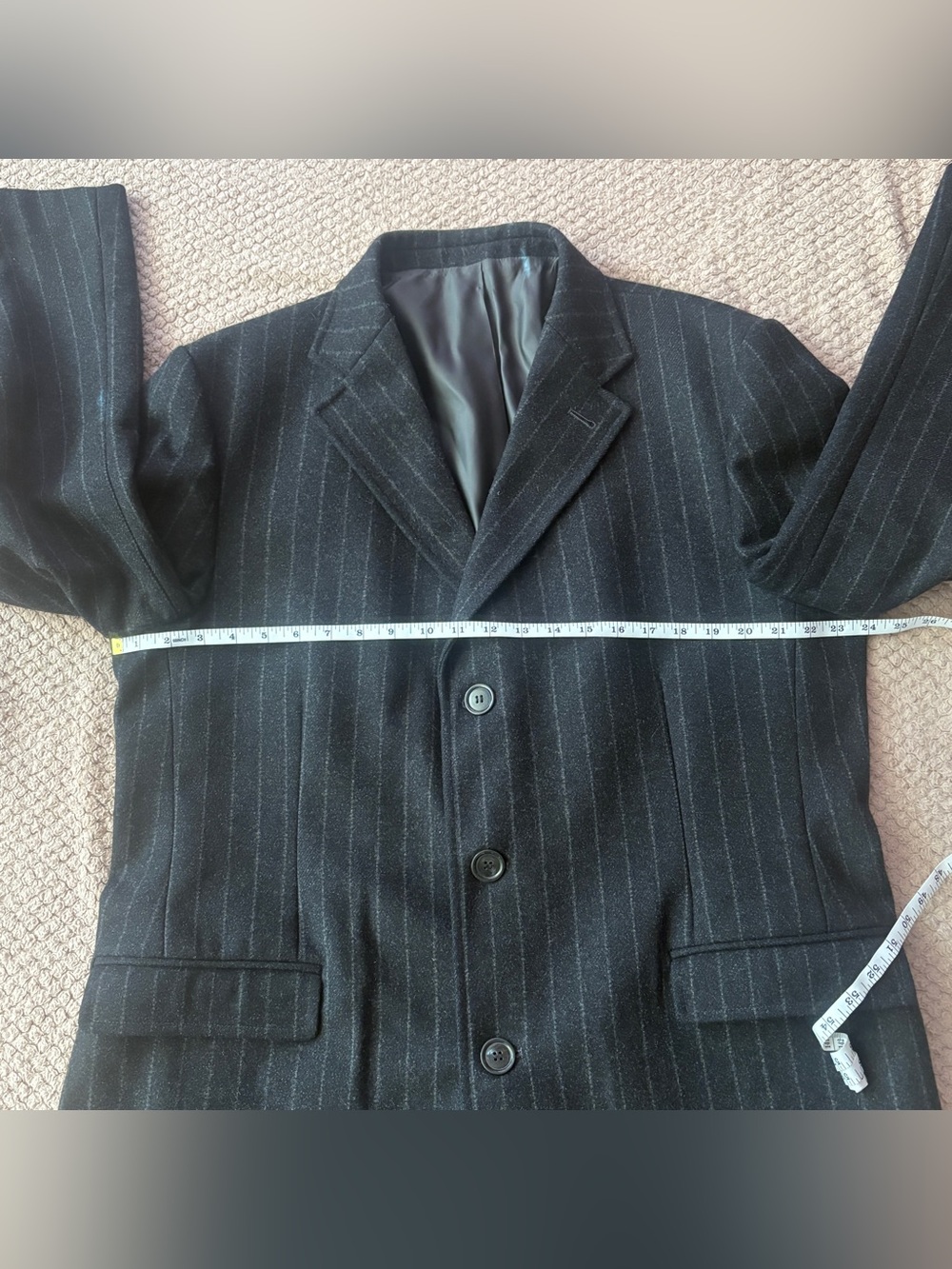 Cuseri Italy Wool Cashmere Pinstripe Overcoat 46 XXL - Picture 7 of 16